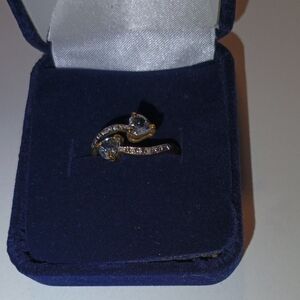 Elegant Adjustable 10k  Gold and Diamond Women's Ring With Opal Accents